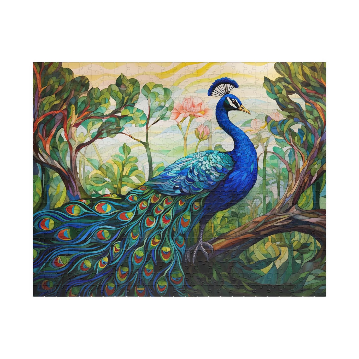 Stained Glass Peacock Jigsaw Puzzle