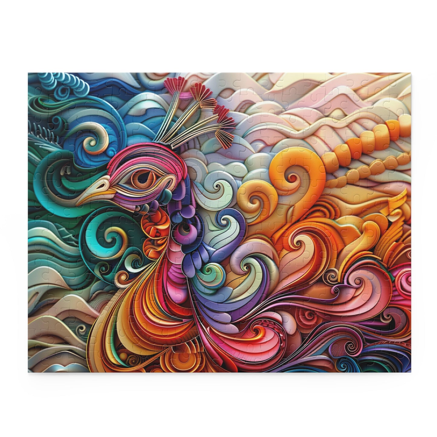 Paper Peacock Plumage - Elegant Jigsaw Puzzle