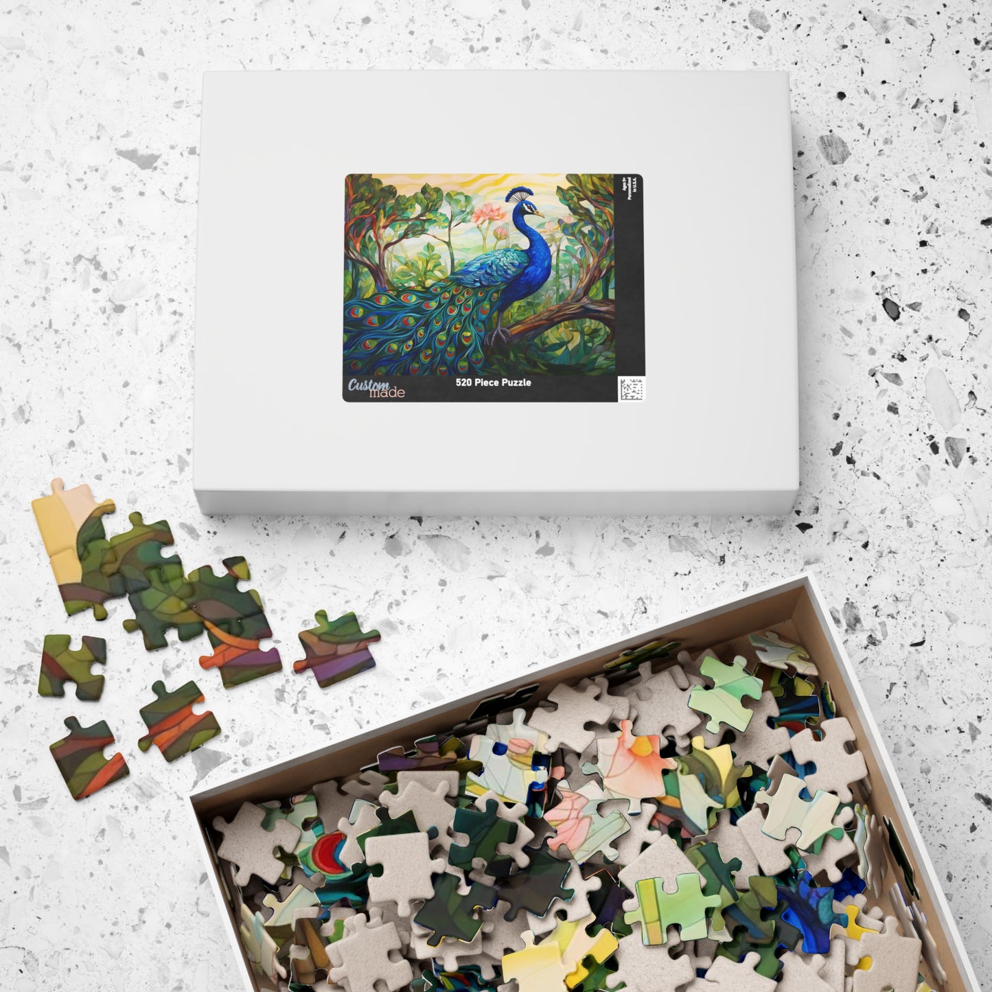 Stained Glass Peacock Jigsaw Puzzle