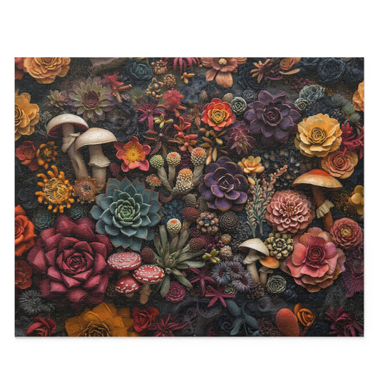 Succulents and Mushrooms - Elegant Jigsaw Puzzle Gift