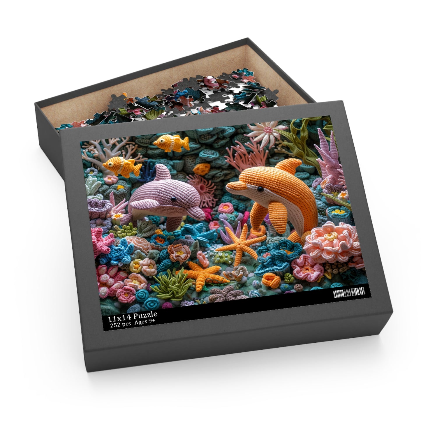 Crochet Dolphin Reef - Elegant Amigurumi Jigsaw Puzzle Gift