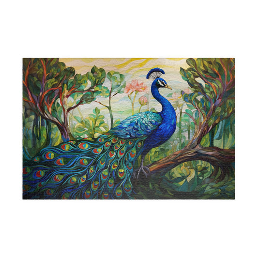 Stained Glass Peacock Jigsaw Puzzle