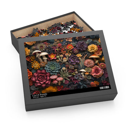 Succulents and Mushrooms - Elegant Jigsaw Puzzle Gift