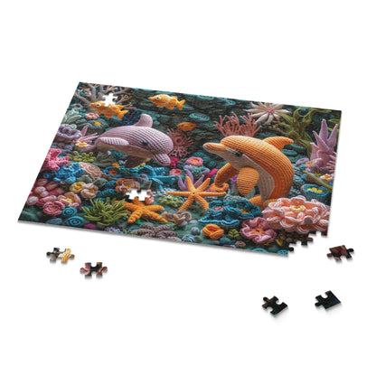 Crochet Dolphin Reef - Elegant Amigurumi Jigsaw Puzzle Gift