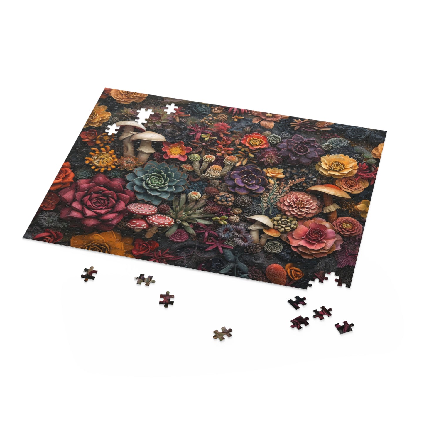 Succulents and Mushrooms - Elegant Jigsaw Puzzle Gift