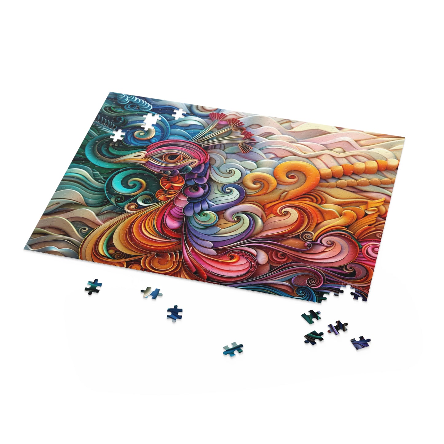 Paper Peacock Plumage - Elegant Jigsaw Puzzle