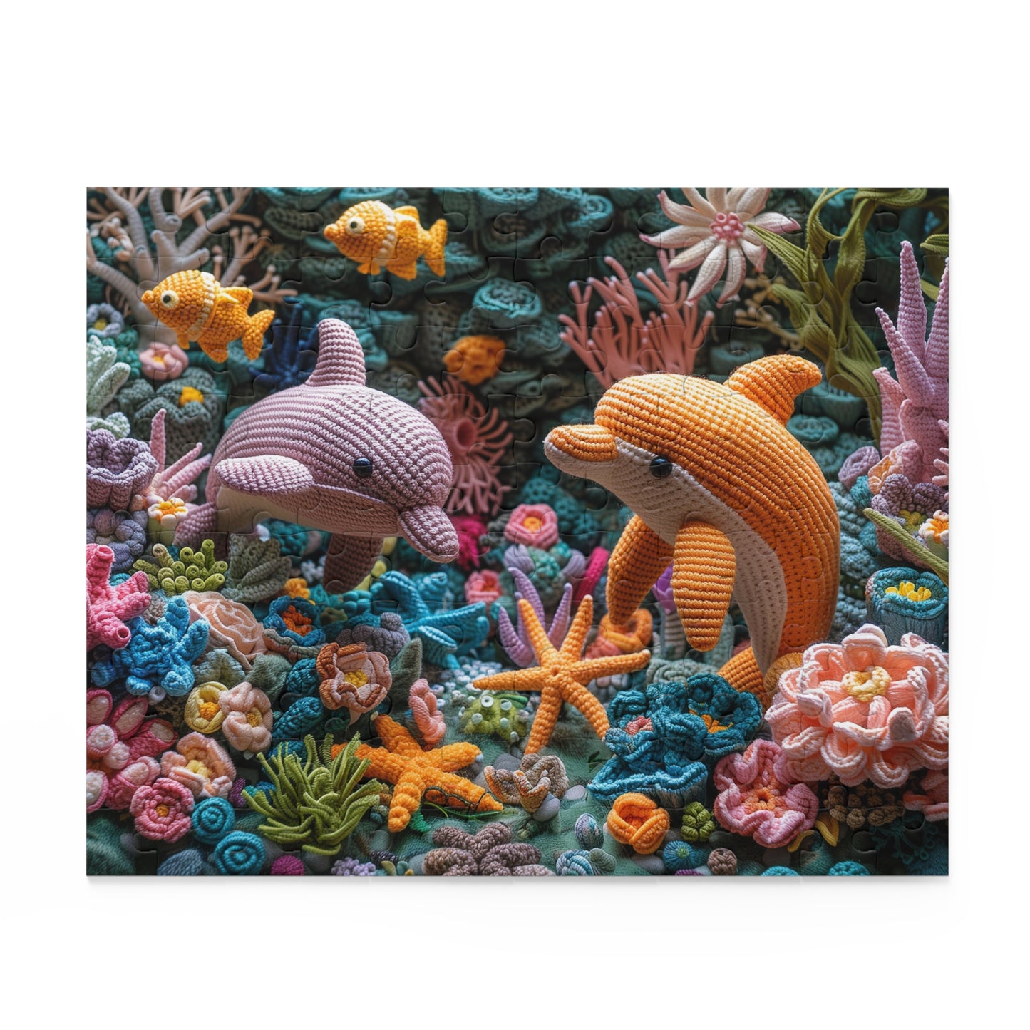 Crochet Dolphin Reef - Elegant Amigurumi Jigsaw Puzzle Gift