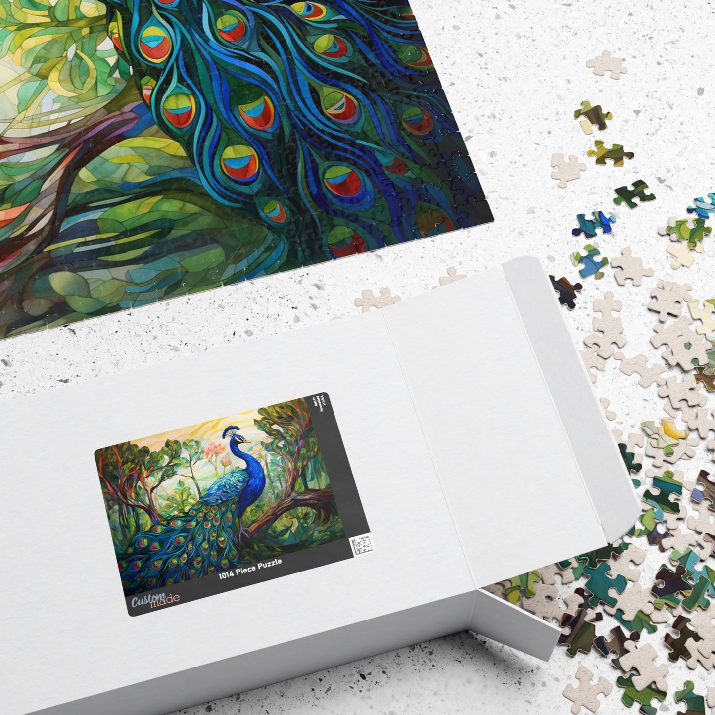 Stained Glass Peacock Jigsaw Puzzle