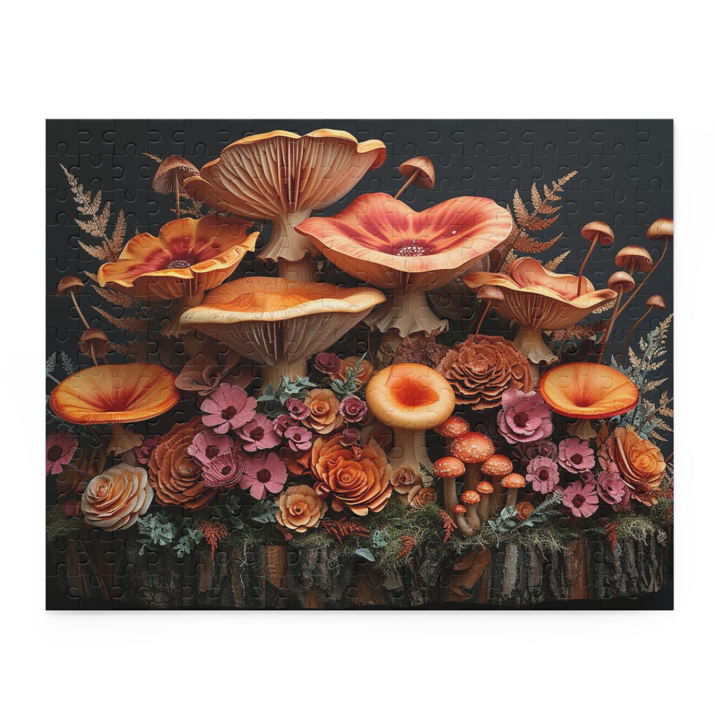 Trumpet Mushroom Bouquet - Elegant Jigsaw Puzzle Gift
