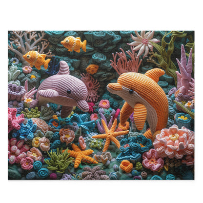 Crochet Dolphin Reef - Elegant Amigurumi Jigsaw Puzzle Gift