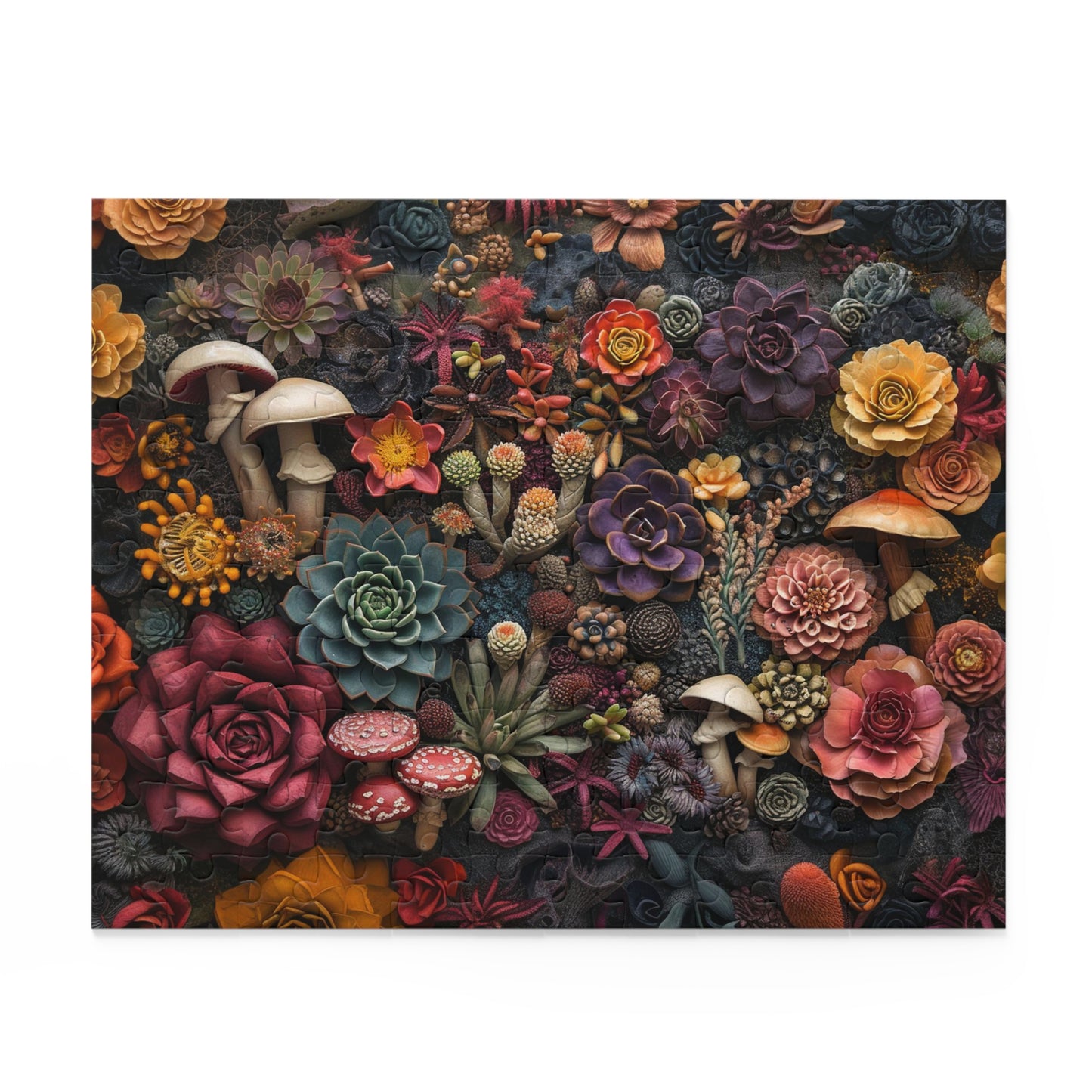 Succulents and Mushrooms - Elegant Jigsaw Puzzle Gift