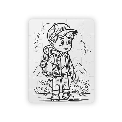 Adventure Hiker Coloring Puzzle - Large 30 Piece Jigsaw Puzzle for Kids, Toddlers - Reusable, wipe and recolor with crayons