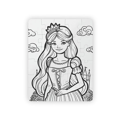 Princess Dreamland Coloring Puzzle - Large 30 Piece Jigsaw Puzzle for Kids, Toddlers - Reusable, wipe and recolor with crayons