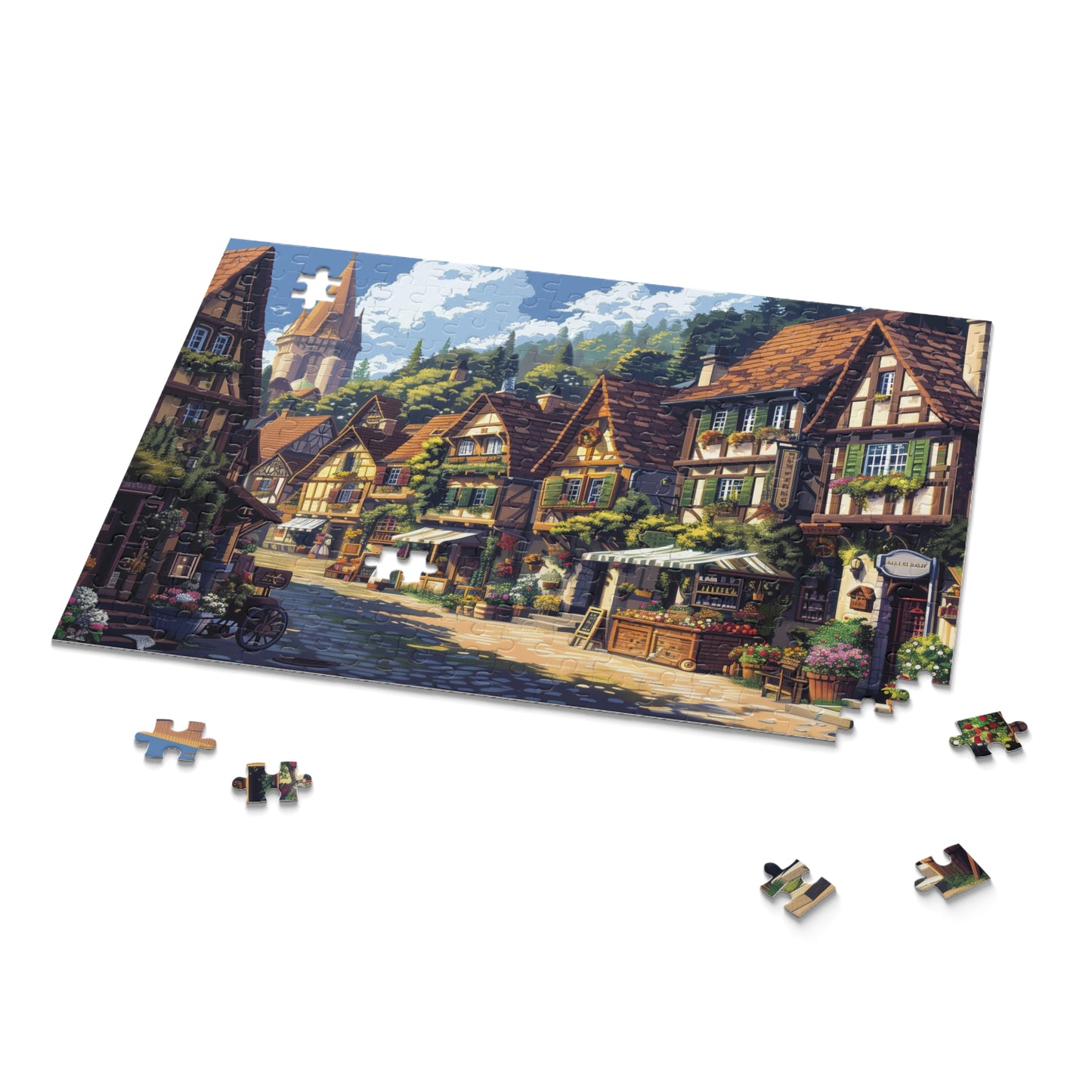 Village Charm - Elegant Jigsaw Puzzle Gift