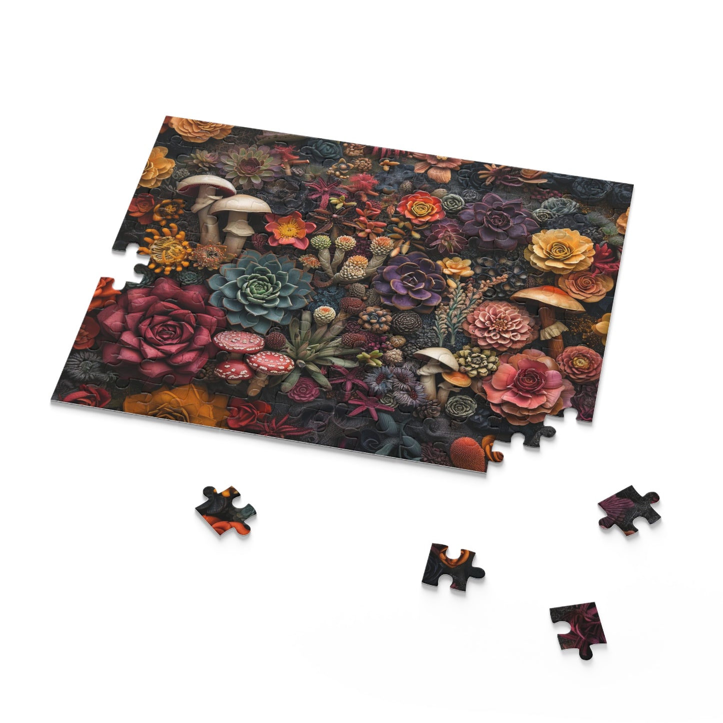 Succulents and Mushrooms - Elegant Jigsaw Puzzle Gift