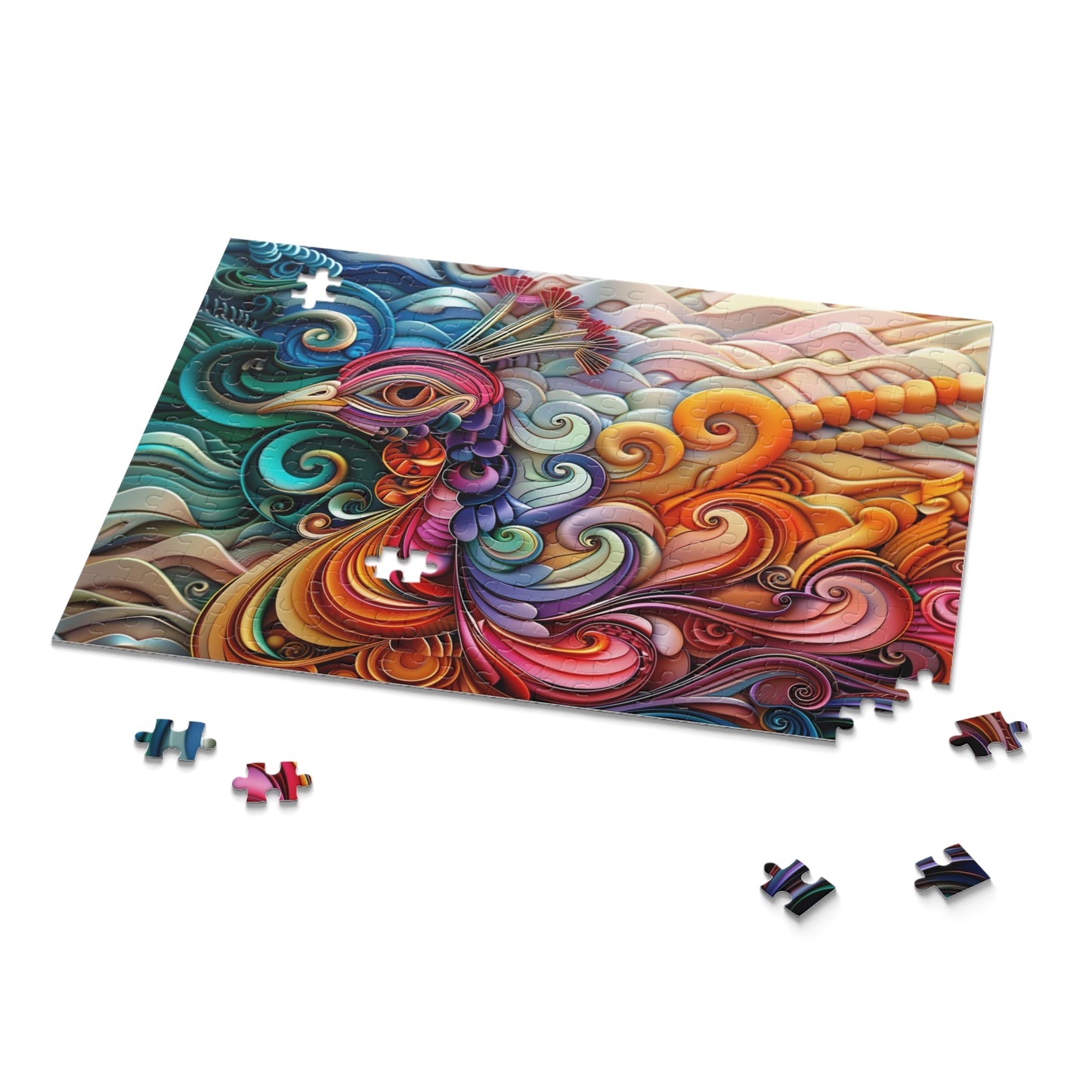 Paper Peacock Plumage - Elegant Jigsaw Puzzle