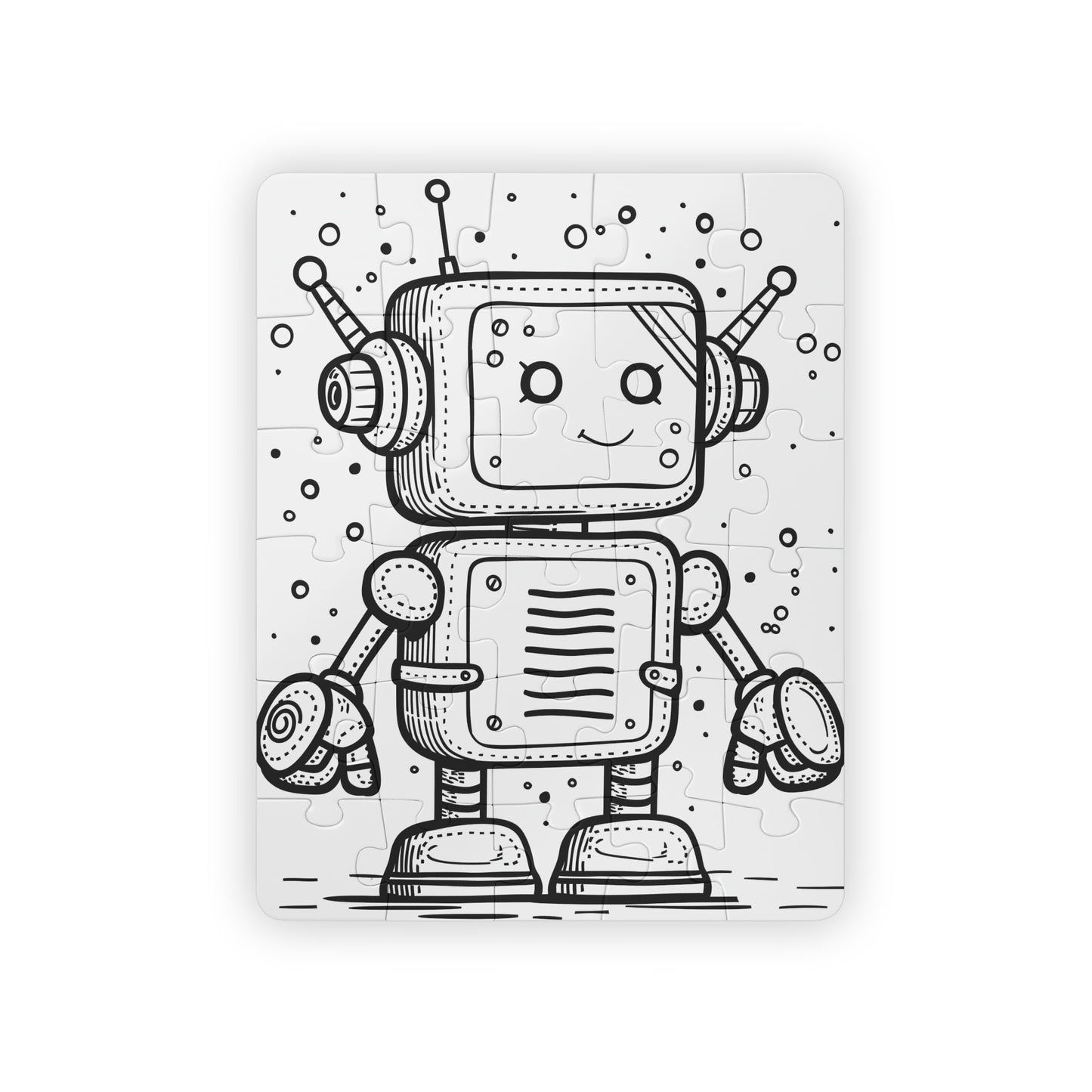 Robot Coloring Puzzle - Large 30 Piece Jigsaw Puzzle for Kids, Toddlers - Reusable, wipe and recolor with crayons