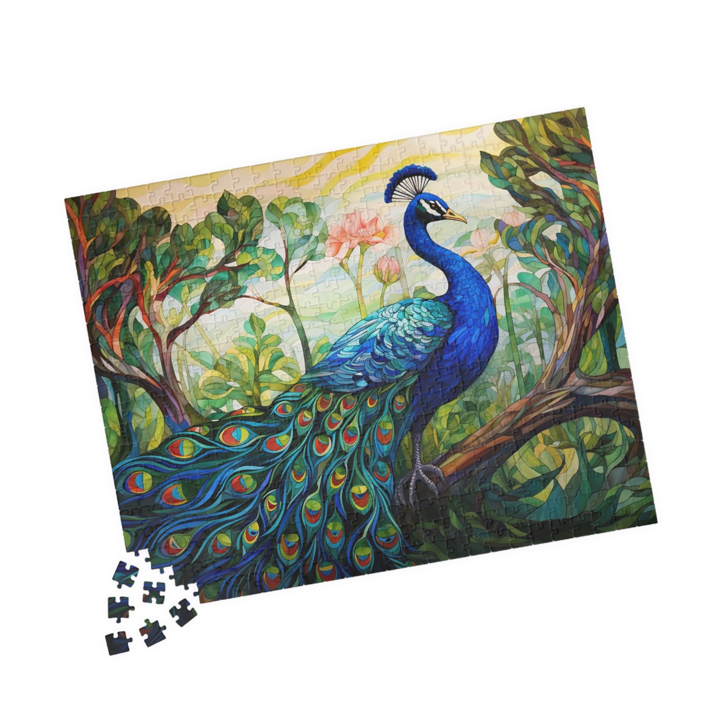 Stained Glass Peacock Jigsaw Puzzle