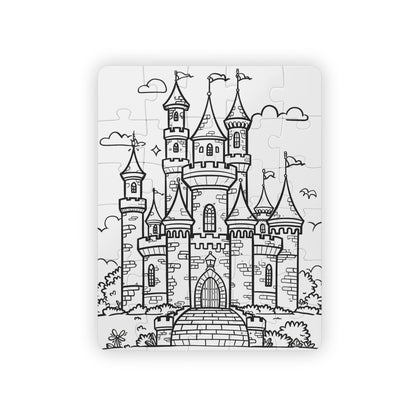 Castle Adventure Coloring Puzzle - Large 30 Piece Jigsaw Puzzle for Kids, Toddlers - Reusable, wipe and recolor with crayons