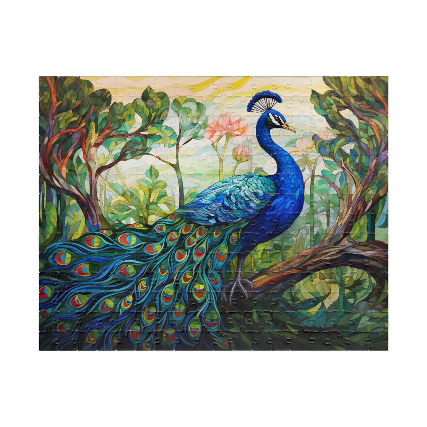 Stained Glass Peacock Jigsaw Puzzle