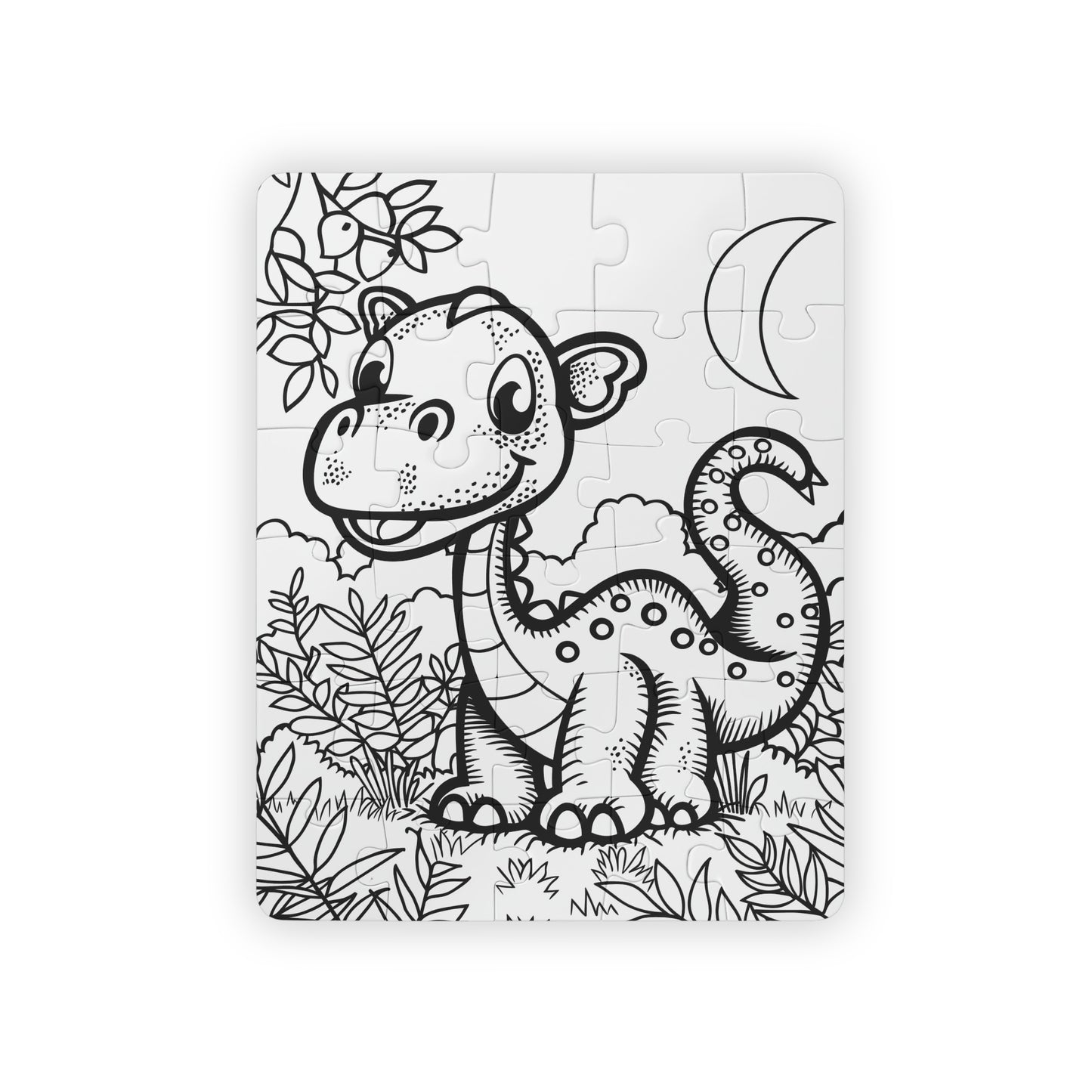 Dino Dreams Coloring Puzzle - Large 30 Piece Jigsaw Puzzle for Kids, Toddlers - Reusable, wipe and recolor with crayons