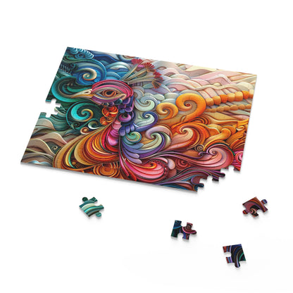 Paper Peacock Plumage - Elegant Jigsaw Puzzle