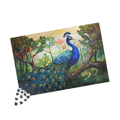 Stained Glass Peacock Jigsaw Puzzle