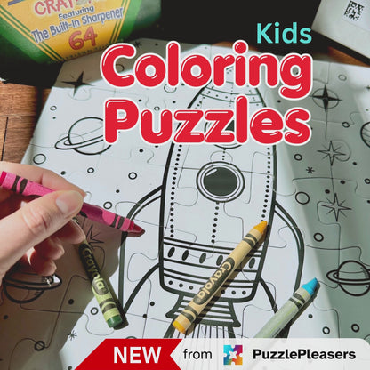 Robot Coloring Puzzle - Large 30 Piece Jigsaw Puzzle for Kids, Toddlers - Reusable, wipe and recolor with crayons